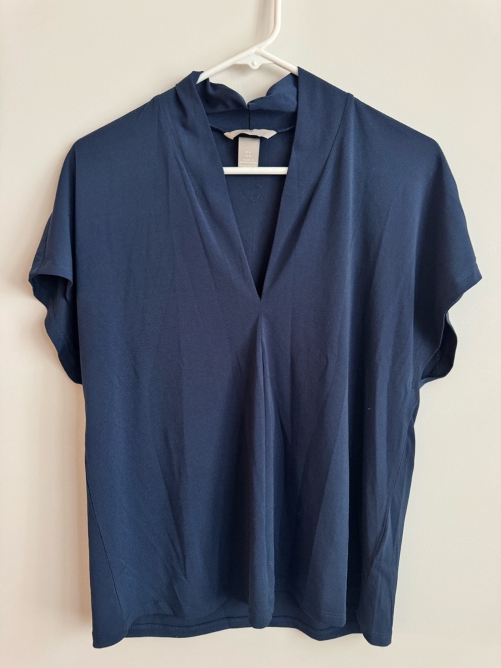 H&M Navy blue V-Neck Short Sleeve Business Casual Minimalist Women's Top Size M